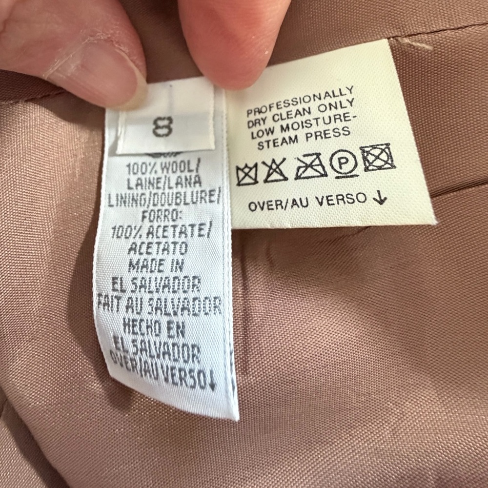 Liz Claiborne Blazer Wool double breasted beige gray plaid size 8 - Picture 4 of 16